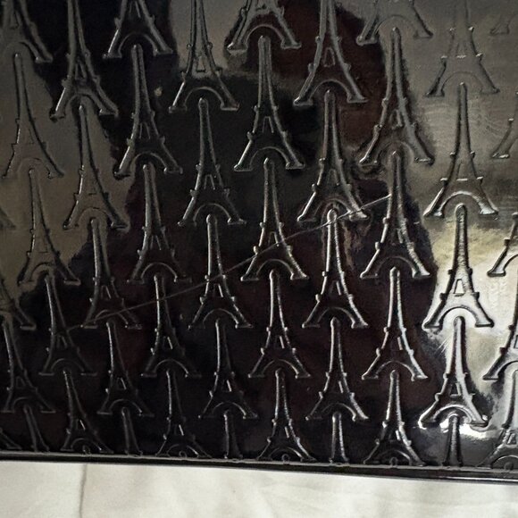 Karl Lagerfeld Paris Logo Tote Handbag with Coin Purse Black Patent Leather - Picture 16 of 16